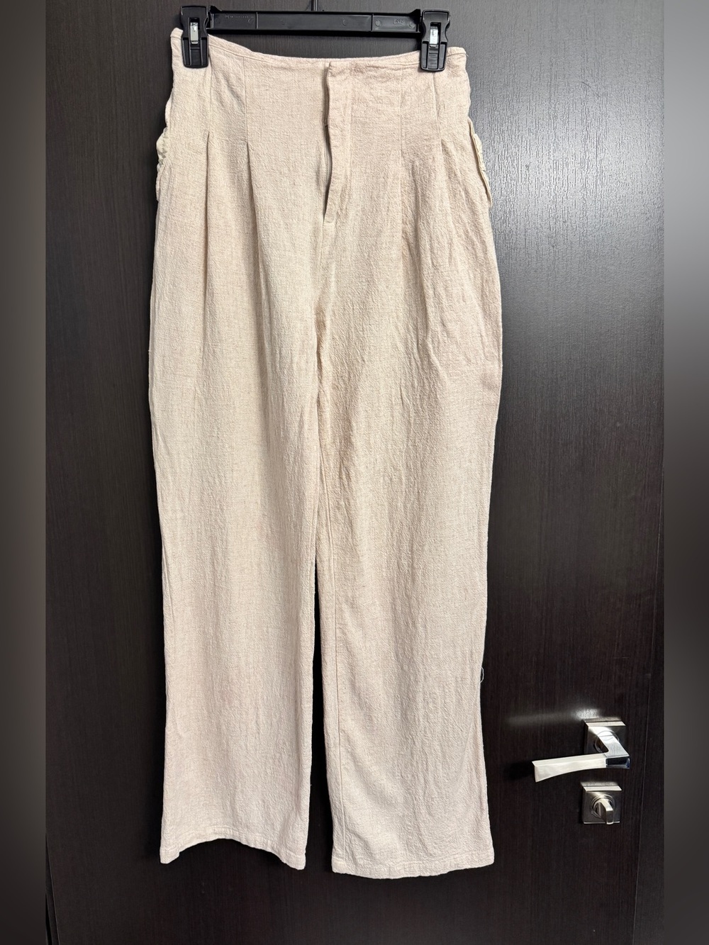 Relaxed Linen-Blend Trousers in Light Beige